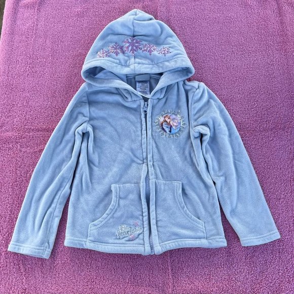 Disney Frozen II Elsa & Anna Zip Up Blue Purple Hoodie Girls Size 5T